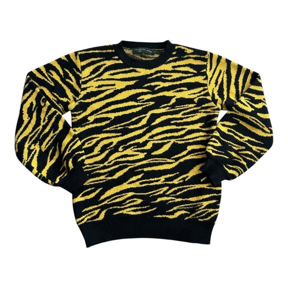 Revolve x House of Harlow 1960 Yellow and Black Zebra Crew Neck Sweater - Picture 1 of 4